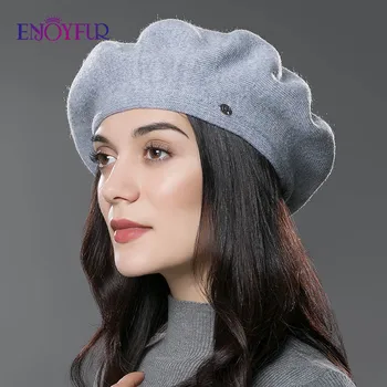 ENJOYFUR Lady baretka kapo za zimo Bombaža, Pletene kape s oblog čisto nov prihod kakovostno pokrivalo za ženske