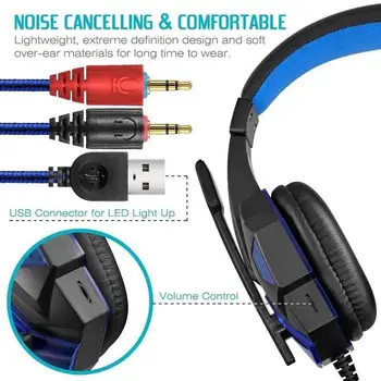 HobbyLane PC780 Žično Gaming Slušalke Slušalke Igralec Slušalke Stereo Zvok z Mikrofonom, LED Avdio Kabel za Igro za PS4 d25