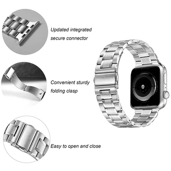 Za Apple Watch Band 44 mm 40 mm Nadgrajena Različica Trdnega Nerjavečega Jekla Trak Poslovnih Zamenjava iWatch Serije 5 Zapestja