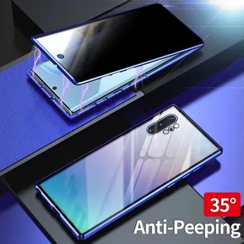 Ohišje Za Samsung Galaxy Note 10 Plus Opomba 8 Opomba 9 Anti Vohun 9H Popolno Zasebnost Kaljeno Steklo Zaščitnik Zaslon Kovinski Magnet primeru