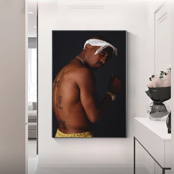 Tupac 2PAC Umetniški Portret Tiskanja Slikarstvo Hip Hop Rapper Stenske Plakate na Steno dnevne Sobe Umetnosti Platno, Slikarsko Platno slik Dekor
