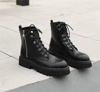 ASUMER 2020 vroče prodaje kvadratnih pete platforma čevlji ženske škornji krog toe zip čipke jeseni, pozimi priložnostne čevlji ženske