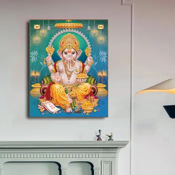 Indija je Zlata Ganesha Tempelj Plakati Slon Bog Slikarstvo na Platno Plakatov in Fotografij Religije, Umetnosti Wall Art za Dnevna Soba Dekor