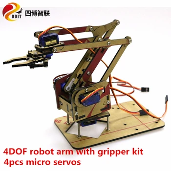 SZDOIT 4-Axis Akril Robot Roki S Gripper Kit Nesestavljeni 4DOF Robotsko Izobraževalne Micro Servo DIY Za Arduino