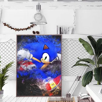 Wall Art Dekor Platno Plakat Slikarstvo 1 Plošča Igro Sonic Hedgehog Glasbe, Kitara Okvir Domači Dnevni Sobi quadro cuadros