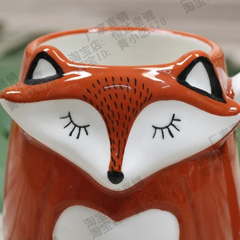 500 ML Srčkan Živali 3D Fox Skodelico Kave, Velike Zmogljivosti, Ročno Poslikane Risanka Keramike Zajtrk Mleko Vrč Brezplačna Dostava