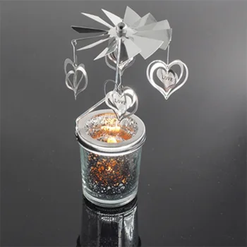 Doma Božični Okraski, Nova Romantična Rotacijski Predenje Tealight Sveča Kovinski Čaj Luči Imetnik Vrtiljak