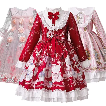 2020 Dekle, Princesa Obleko Porjavelost Cvetje Ruffles Nezakonitih Otroci Obleko za Dekleta Božič Wedding Party Otroci Oblačila