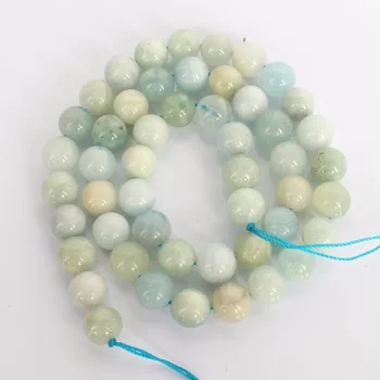 Naravni kamen kroglice modro zeleno morganite kamen krog svoboden kroglice za nakit, izdelava 15inche/sklop diy zapestnico, ogrlico