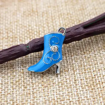 Nova Moda 50pcs/veliko srebrno ton prekrita jezero modri čevlji obesek kovinski čare ogrlica obrti DIY kroglice za nakit, izdelava