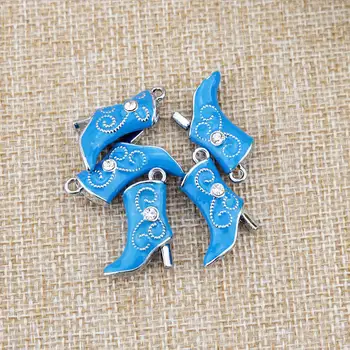 Nova Moda 50pcs/veliko srebrno ton prekrita jezero modri čevlji obesek kovinski čare ogrlica obrti DIY kroglice za nakit, izdelava
