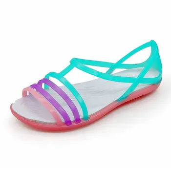 POLALI Ženske sandale 2019 poletje Mavrica jelly čevlji priložnostne ravno plaži čevlji ženske non-slip poletni Sandali