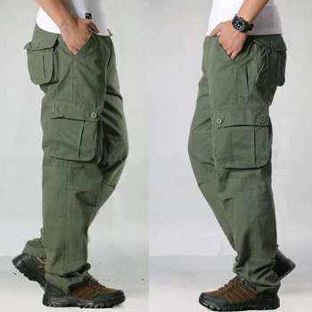 Cargo Hlače Moški Bombaž Ulične Vojske Multi Žepi Hlače Pantalon Homme Mens Outwear Sweatpants Vojaško Taktično Hlače