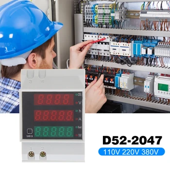 D52-2047 Din Rail Ampermeter Voltmeter Napetost Test Enostavno Izvajanje Aktivne Faktor Moči Časa, Energije Lahki Pripomočke