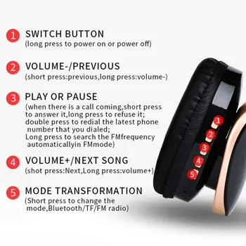 CLAITE SN-P18 Brezžične bluetooth Slušalke Zložljive Stereo Hi-Fi 3.5 mm Audio TF Kartice Glasbe, Gaming Slušalke z Mikrofonom za PC PUBG