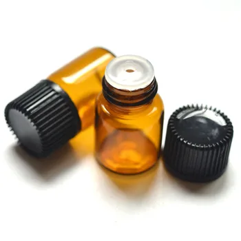 300pcs Mini Amber Steklenici S Plastično Zaporko Vstavite 2cc Stekla Vzorec Vial Za Eterično Olje, 2ml steklenico