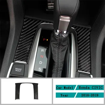 Ogljikovih Vlaken Avto Dodatki Notranjost Naprave Za Krmiljenje Polje Shift Plošča Okrasni Pokrov Trim Nalepke Za Honda Civic 2016-2019