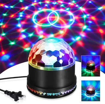 Zvok Vključen Obračanje Disco Krogla Stranka Luči, 6W RGB LED Fazi Luči Laserski Projektor Luč Za Božič Festival Poroko