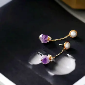 SINZRY vroče prodajo ročno izdelanih naravnih pearl kamen ustvarjalne spusti uhani, modni vintage nakit za ženske