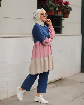 Priložnostne 2 kos Muslimanskih določa dubaj dolgo obleko za muslimanske ženske dubaj turški hidžab oblačila dekleta islamska oblačila