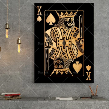 Povzetek zlato in srebro, igralne karte, kralj, kraljica in jack hd tiskanja klub bar, restavracija dekoracijo bruhal plakat