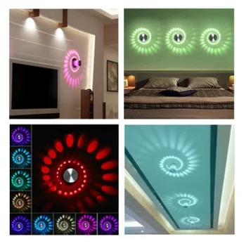 LED Stenska Svetilka Spirala Stenske Luči 3W Stropne Razsvetljave Vzdušje Svetlobe RGB Pisane Za Lobby Bar Stranka Domov Dekoracijo Daljavo