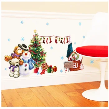 DIY Božič dom dekor stenske nalepke okno nalepke Snežaka medved okno nalepke Božič stenske nalepke za otroke sobe