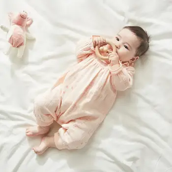 Pureborn Newborn Baby Girl Obleke Ruffle Baby Jumpsuit Dihanje Bombaž Elegantno Svoboden Baby Dekle Obleko Pižami
