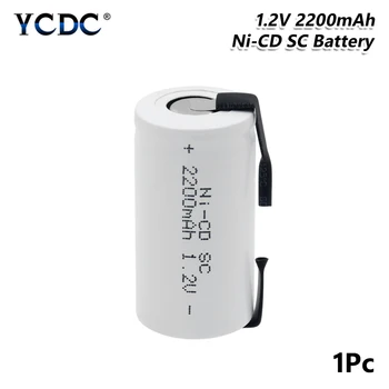 YCDC Sub C SC Ni-Cd in Li-Po Litij-Li-polymer Baterije 1,2 V 2200mAh Baterij za ponovno Polnjenje Pri Varjenju Zavihki