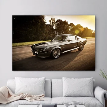 Platno Slike 1967 Mustang Shelby GT500 Eleanor Super Avto Plakati Wall Art za Dnevni Sobi Doma Dekor (Brez Okvirja)