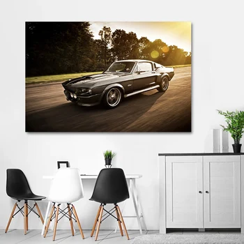 Platno Slike 1967 Mustang Shelby GT500 Eleanor Super Avto Plakati Wall Art za Dnevni Sobi Doma Dekor (Brez Okvirja)