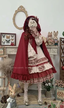 Japonski Anime Lolita Princess Elf Obleko Berry Dekleta Lok Kariran Palace Cosplay Kostumi Pustni Party Stripi Uspešnosti Obleke