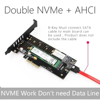 M. 2 NVMe Adapter NGFF, da PCIE3.0 SSD Dvojno Add-on Kartice SATA3 z Hladilni Ventilator Hladilnika Aluminija, Pokrov Širitev Kartico
