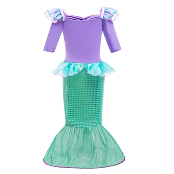 Božič Elegantno Dekleta Little Mermaid Princess Rep Fancy Obleko Dekle Za Noč Čarovnic Maškarada Otroci Rojstni Dan Morska Deklica Kostum