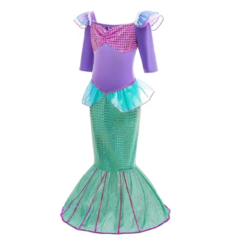 Božič Elegantno Dekleta Little Mermaid Princess Rep Fancy Obleko Dekle Za Noč Čarovnic Maškarada Otroci Rojstni Dan Morska Deklica Kostum