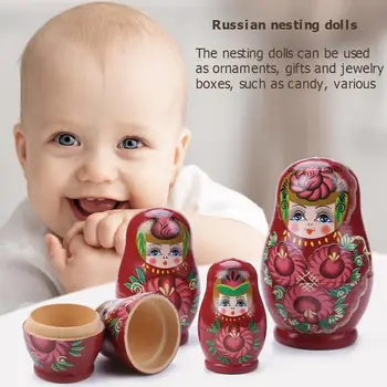 5 Plast Lesene Ruske Gnezdenje Lutka Matryoshka Nastavite Novost Ročno Poslikane