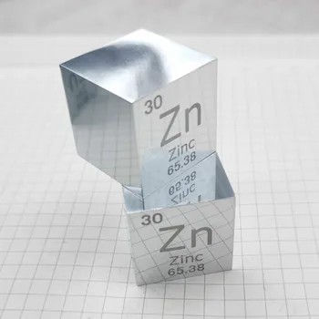 Ogledalo polirani Cink Zn Kocka 1 cm Periodnega Format Visoke Čistosti 99.995%