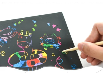 50 Listov Strganje Slikarstvo Knjige Otroci DIY Obrti Risanje Čarobno Mavrico Barv, na Praske Art Papir, Kartice Nastavite z Grafiti Matrice