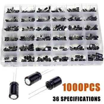 36 Vrst 1000pcs Elektrolitski Kondenzatorji Boxed Kit Praktično Elektronskega DIY Komplet za Izbor Starter Kit