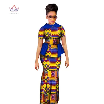 Plus Velikost Dashiki Afriške Vosek Tiskanja Krilo Določa Tradicionalna Oblačila za Ženske Bazin Riche Afriki Dva Kosa Krilo Nastavite WY397