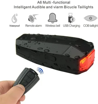 Izposoja Zadnje Luči USB Charge Brezžični Daljinski upravljalnik Rep Lučka za Kolo Finder Luč Rog Sireno Opozorilni Anti-theft Alarm Neobvezno