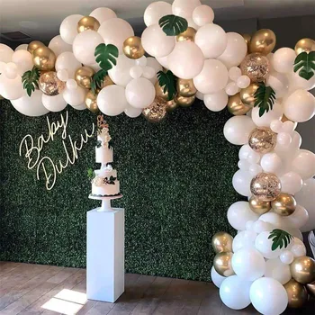 98pcs Balon Garland Arch Komplet 16 ft Dolgo Belo Zlato iz Lateksa Zračne Balone Paket Za Baby Tuš Rojstni Dekoracijo Dobave