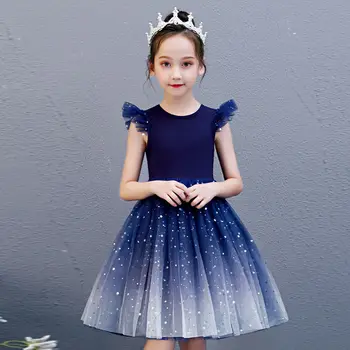 VIDMID Dekleta Mozaik Star Vzorec Princesa Obleko Otroci brez Rokavov poletna Oblačila za Otroke, Novo Leto, Rojstni dan obleke P565