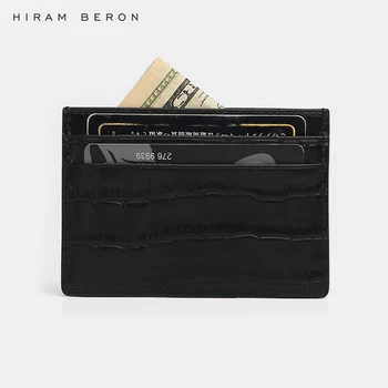 Hiram Beron Prilagojeno kreditno kartico sim Resnično Usnje Vzorec Krokodil Kompakten Denarnice Kartico Primeru poroko vrata darilo
