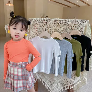 2020 jeseni baby dekle korejski baby dekle trdna izrežemo slim t-shirt otroci oblačila otrok malčka tee majica s kratkimi rokavi tshirt padec vrh