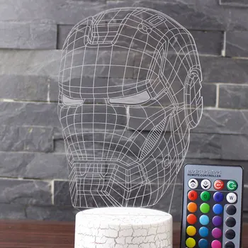 Iron man maska temo 3D Lučka LED nočna lučka 7 Sprememba Barve Dotik Razpoloženje Lučka za Božično darilo Dropshippping