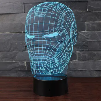 Iron man maska temo 3D Lučka LED nočna lučka 7 Sprememba Barve Dotik Razpoloženje Lučka za Božično darilo Dropshippping