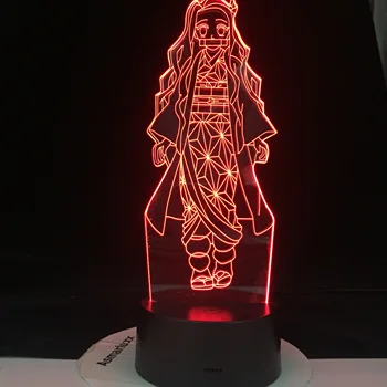 Kimetsu Ne Yaiba Nezuko Kamado Slika 3D Led Nočna Lučka za Spalnica Dekor Nočna NEZUKO KAMADO LED ANIME LUČKA DEMON SLAYER