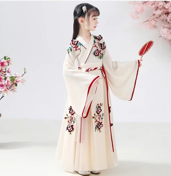 Dekleta Vezenje HanFu Stari Opravljanje Kostum Otroci Rojstni Dan Obleko Fotografija Obleko Tradicionalno Kitajsko Novo Leto Oblačila