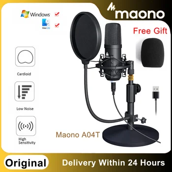 Original MAONO AU-A04T Mikrofon USB Komplet Z Stoji Strokovno Kondenzator Mikrofon Za Podcast za Pretakanje Računalnik Snemanje
